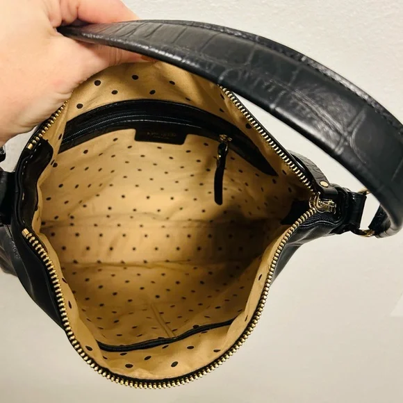 Kate Spade Black Leather and Croc Material Shoulder Bag NEW - Picture 2 of 7